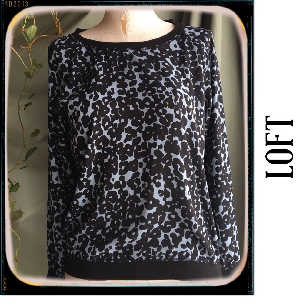 LOFT ✨ Blue Leopard Print Blouse ✨
